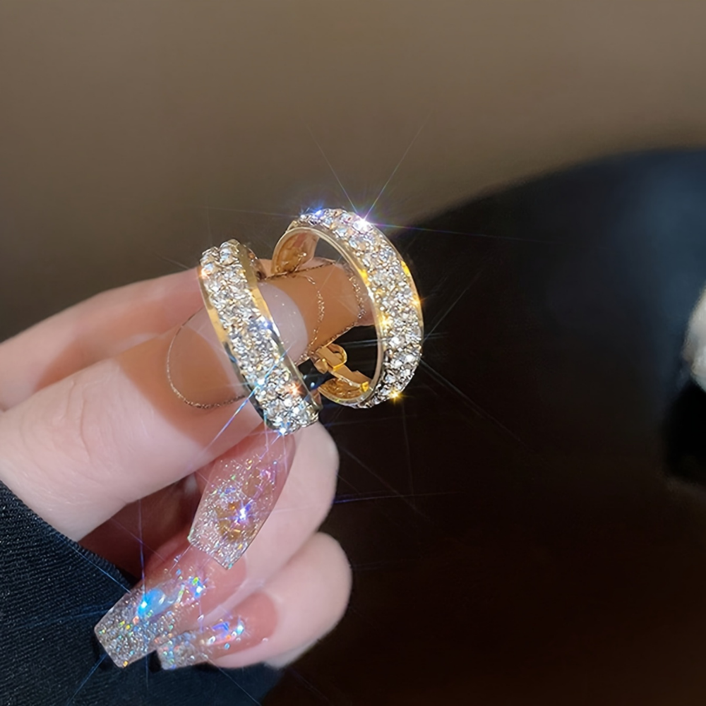 Crystal Hoop Gold Earrings For Mother's Day Gift Elegant Jewelry | Temsk