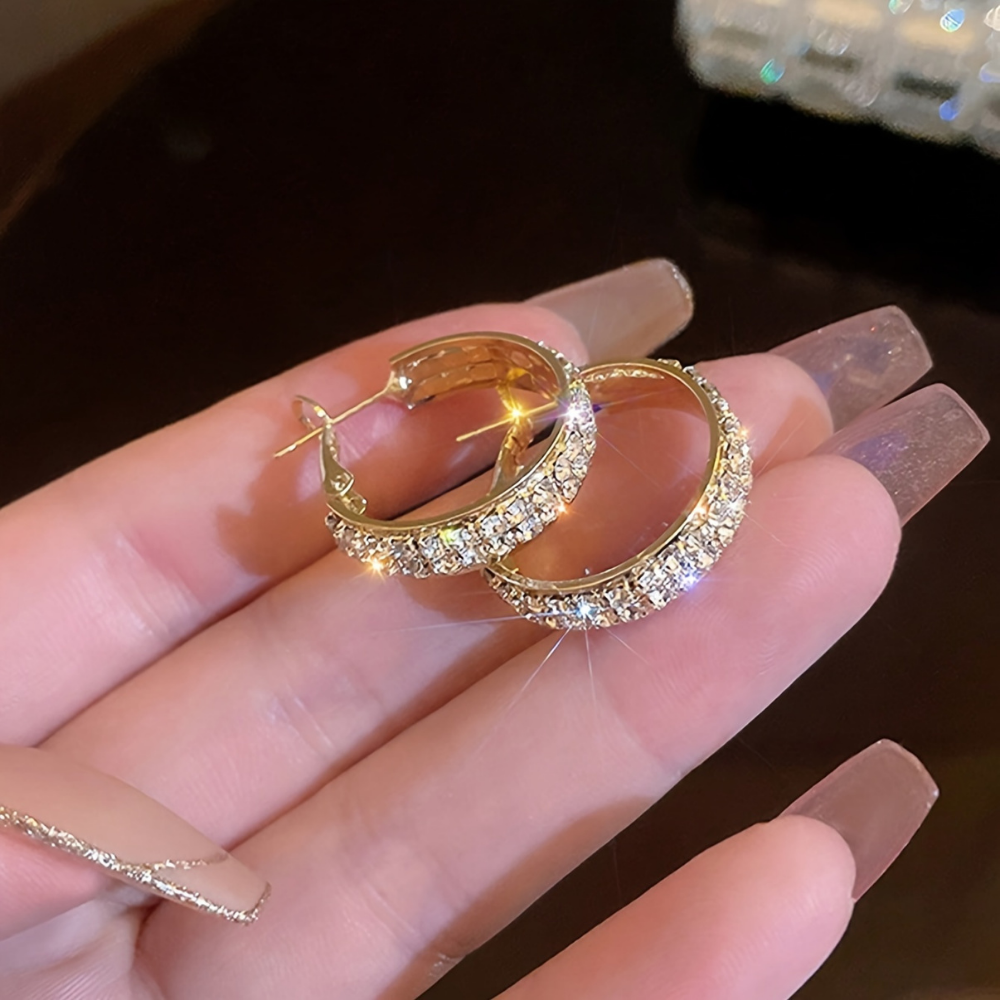 Crystal Hoop Gold Earrings For Mother's Day Gift Elegant Jewelry | Temsk