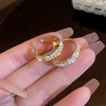 Crystal Hoop Gold Earrings For Mother's Day Gift Elegant Jewelry | Temsk