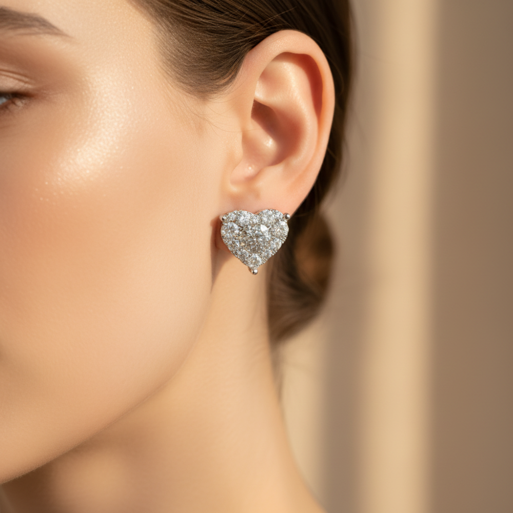 Elegant Heart Crystal Earrings For Mothers Day Gift | Temsk