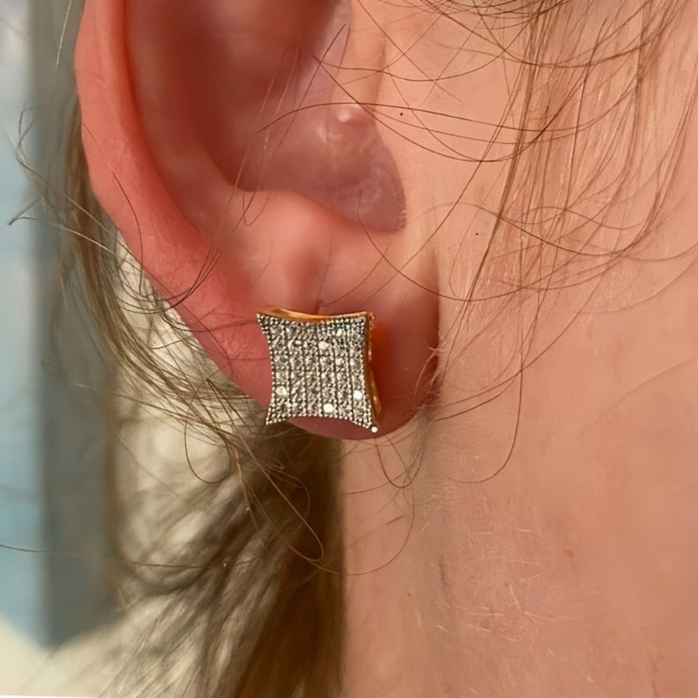 Mother's Day Rhinestone Earrings With Square Stud Design, Elegant Jewelry | Temsk