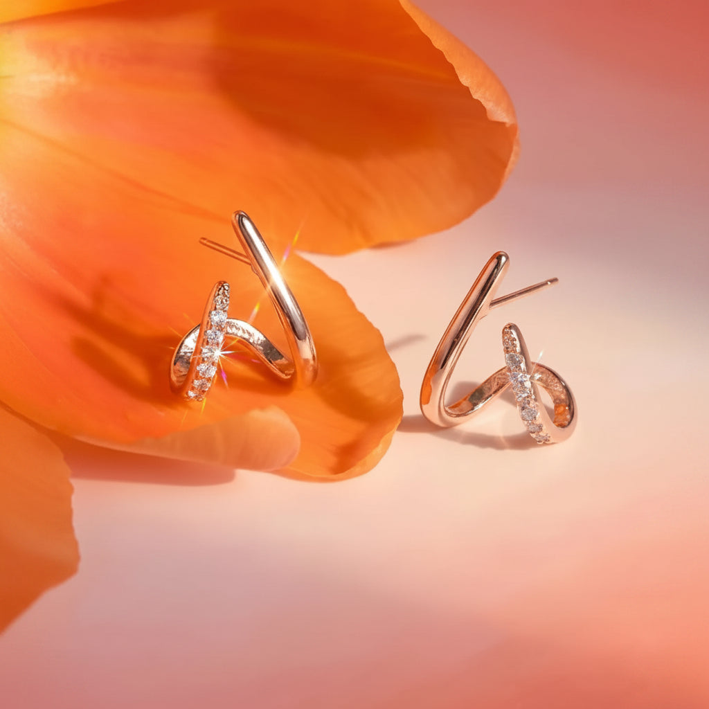 Gold Geometric X Stud Earrings for Mother's Day Gift | Temsk