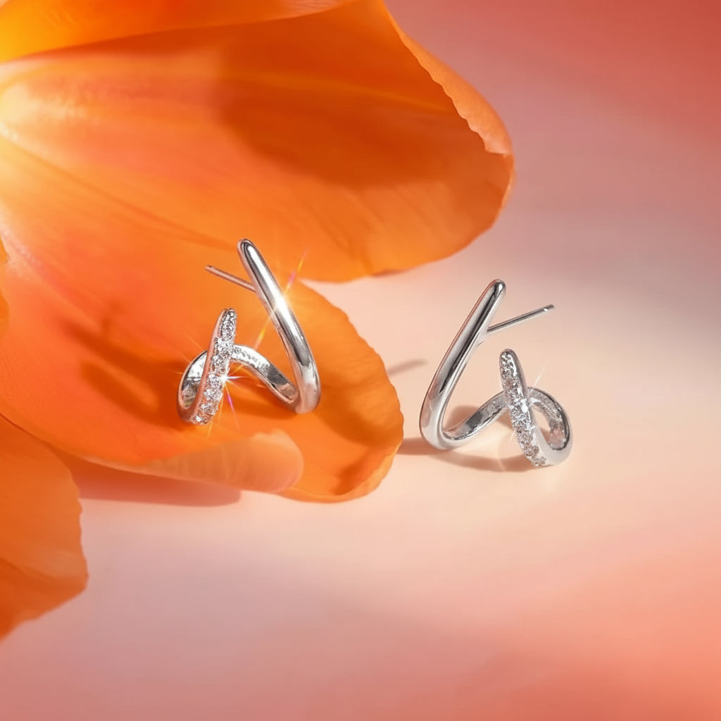 Gold Geometric X Stud Earrings for Mother's Day Gift | Temsk