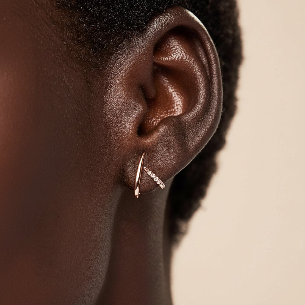 Gold Geometric X Stud Earrings for Mother's Day Gift | Temsk