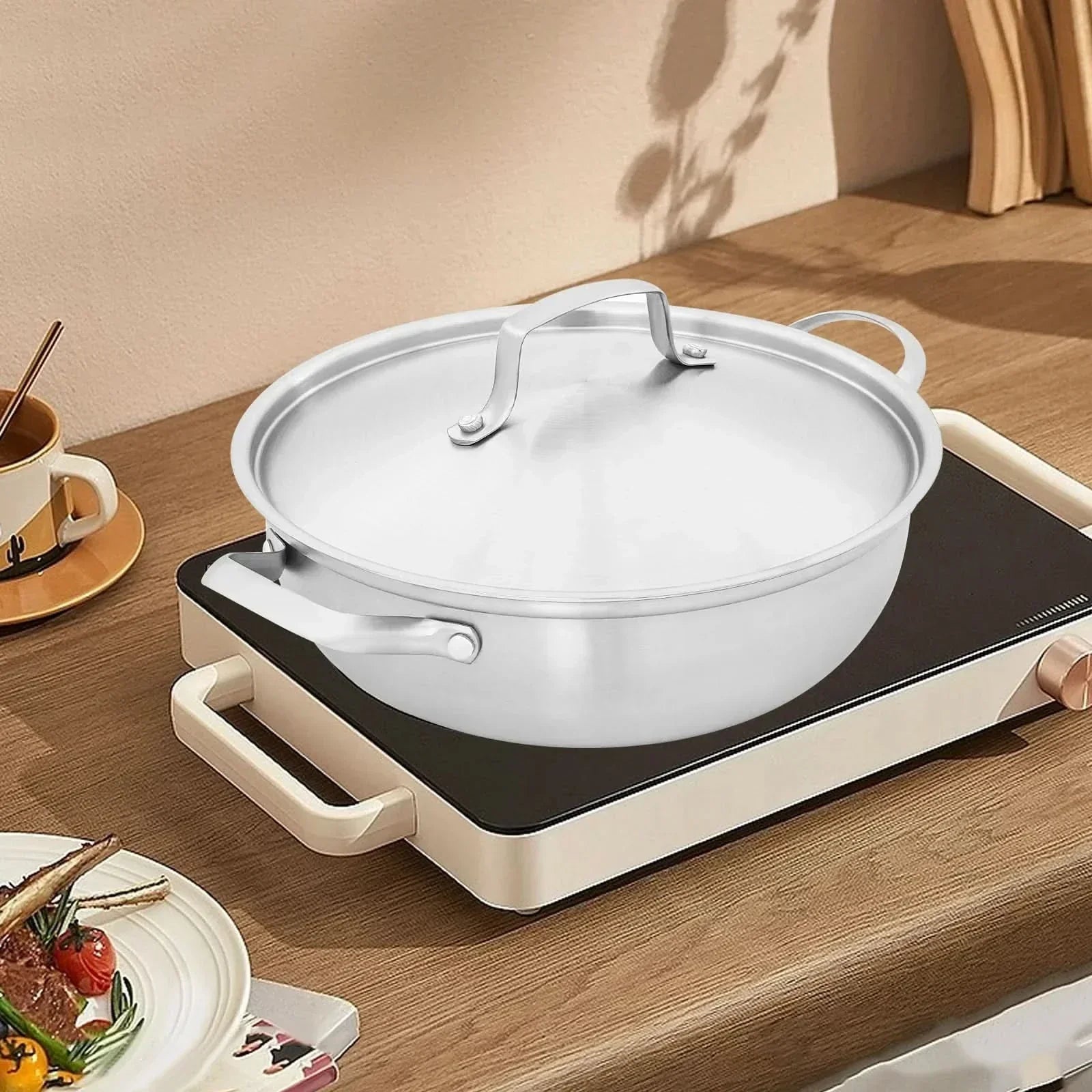 NovaCook Universal Stainless Steel Cooking Pot With Lid For All Stove Types | Temsk
