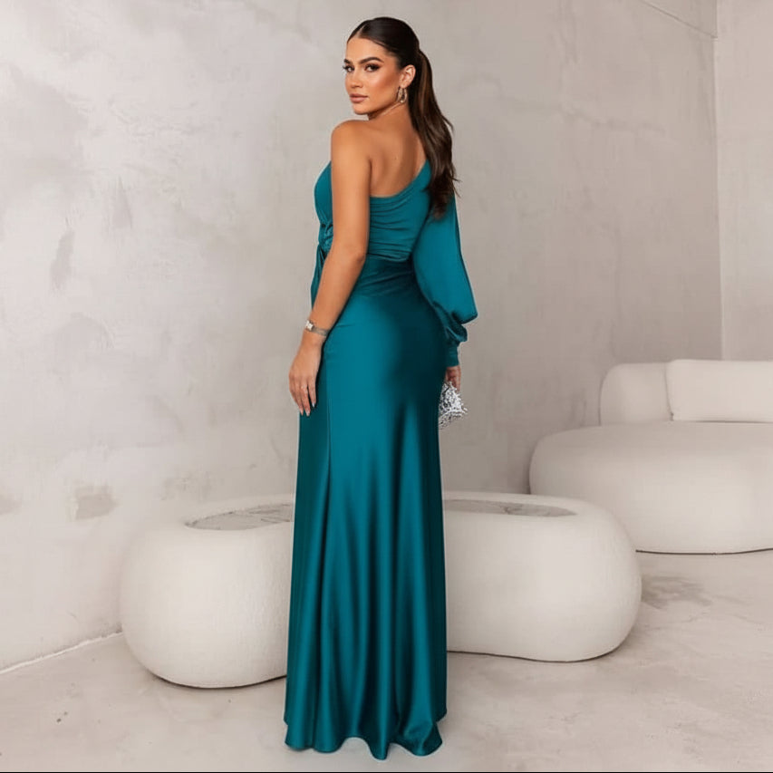 Nova One-Shoulder Dress With Asymmetric Draping And Slit | Temsk