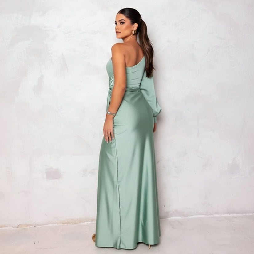 Nova One-Shoulder Dress With Asymmetric Draping And Slit | Temsk