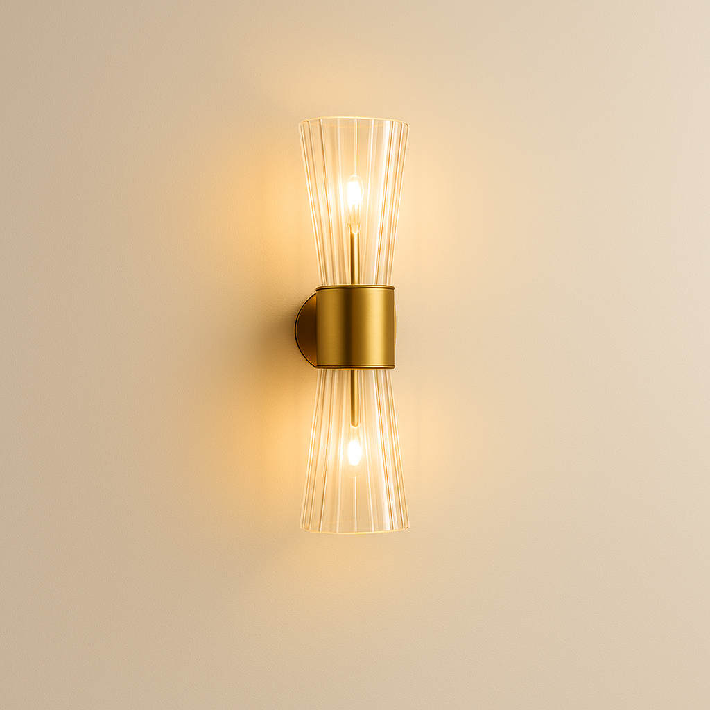NovaStone Stylish Modern Brass Wall Sconce Lighting With Glass Shades | Temsk