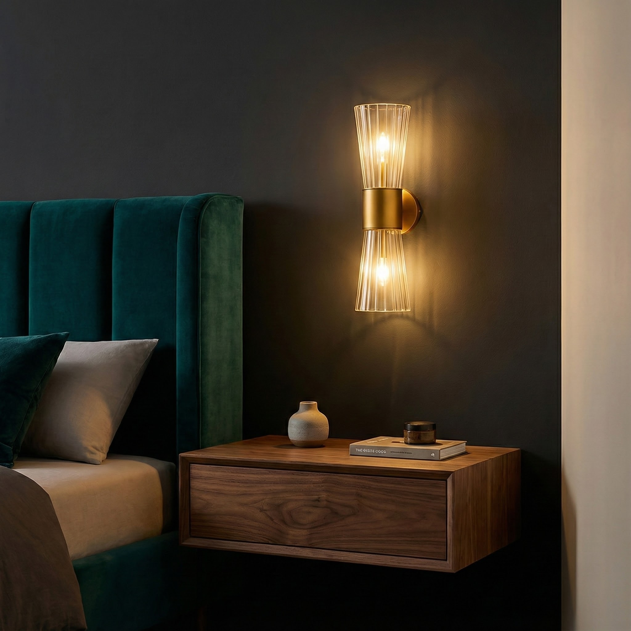 NovaStone Stylish Modern Brass Wall Sconce Lighting With Glass Shades | Temsk