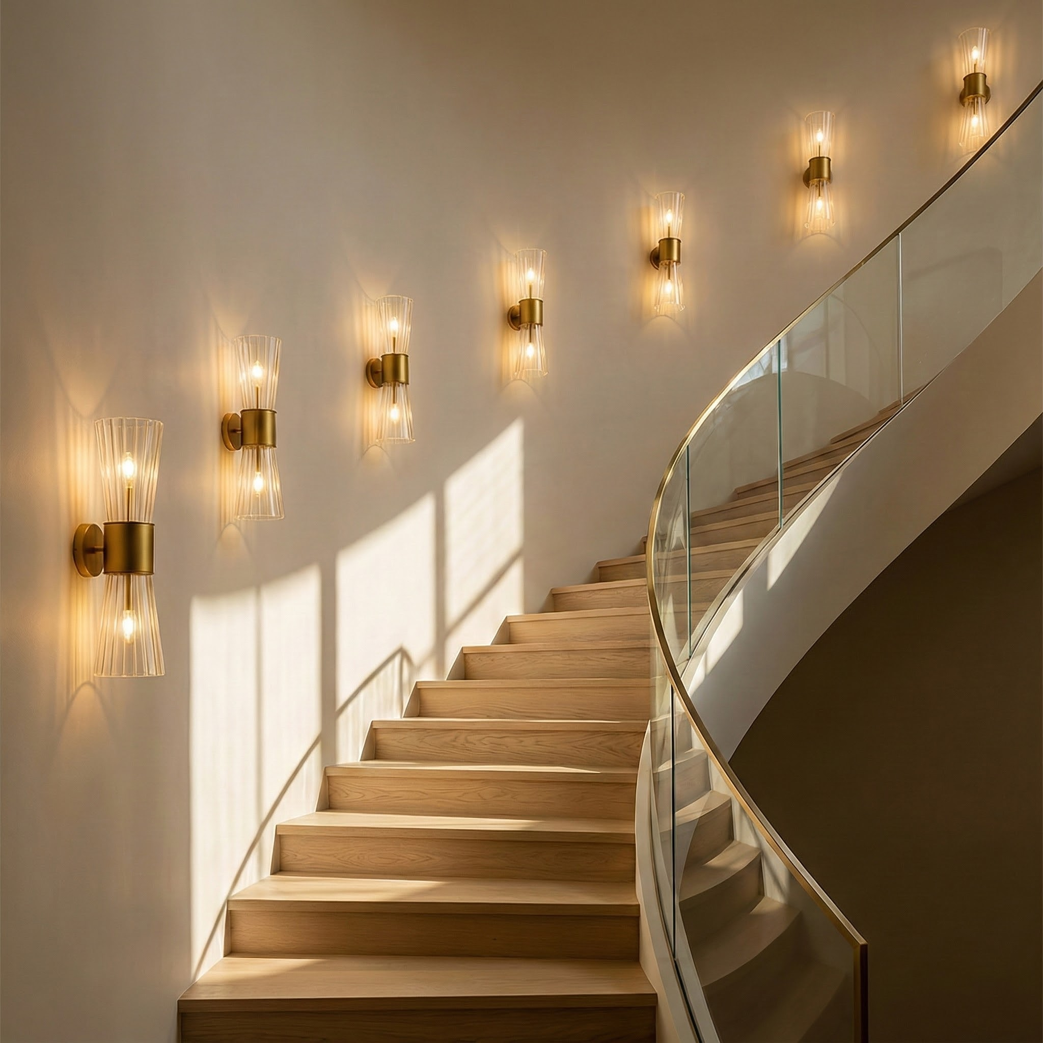 NovaStone Stylish Modern Brass Wall Sconce Lighting With Glass Shades | Temsk