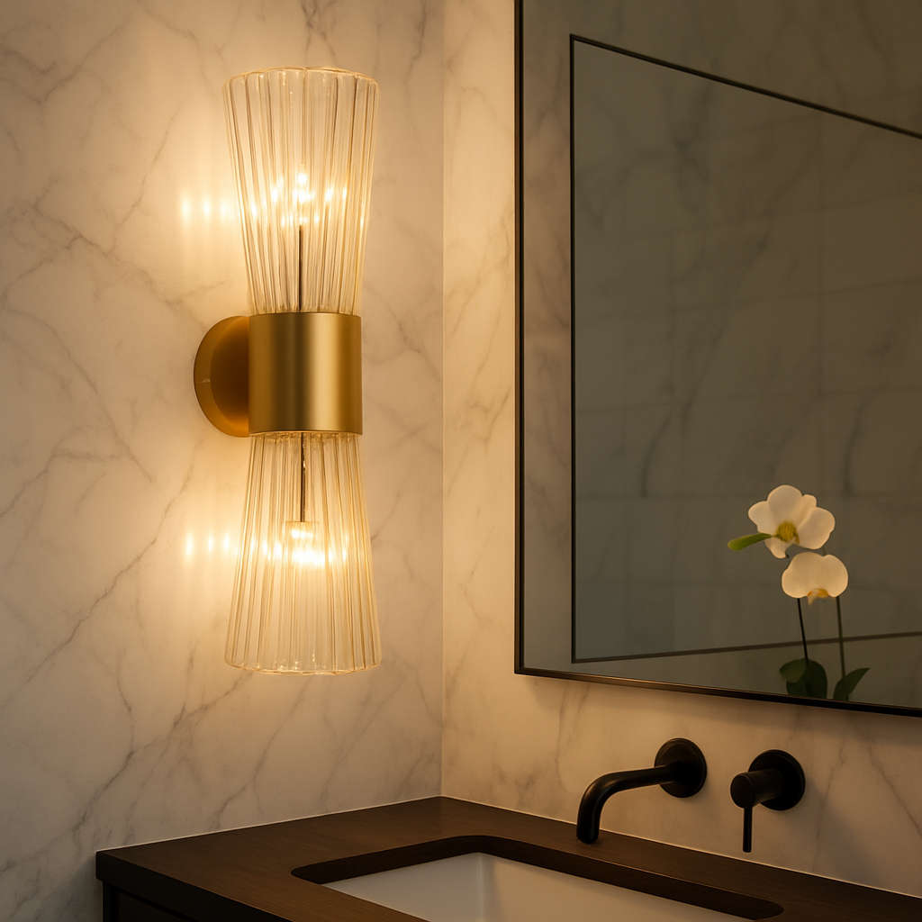 NovaStone Stylish Modern Brass Wall Sconce Lighting With Glass Shades | Temsk