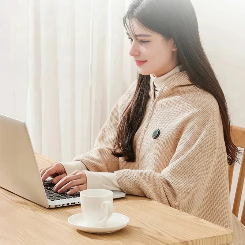 Wearable USB Heated Blanket Shawl For Fast, Cozy Warmth At Home Or Travel | Temsk