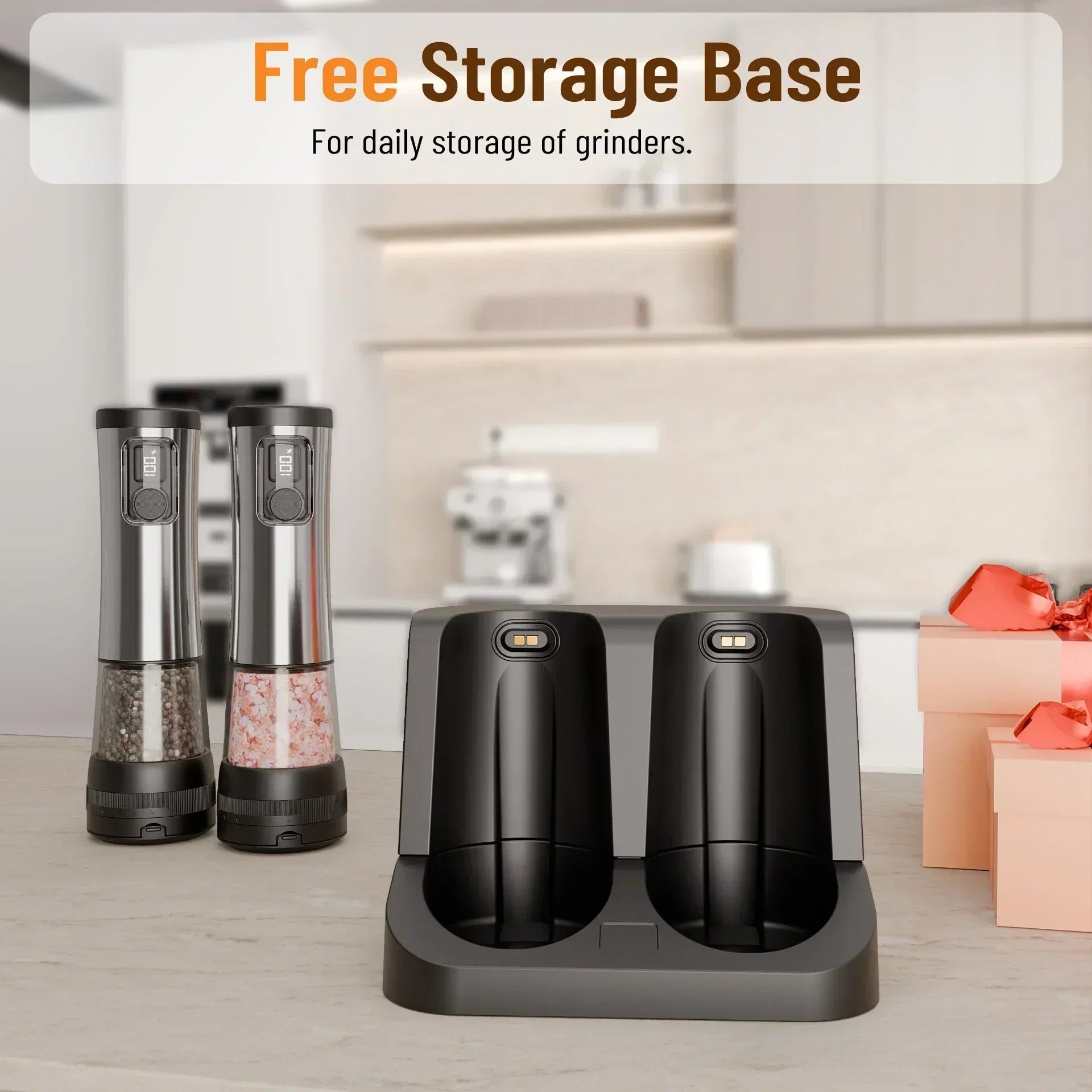 GrindSmart Rechargeable Salt and Pepper Grinder Set With Adjustable Grind Settings | Temsk