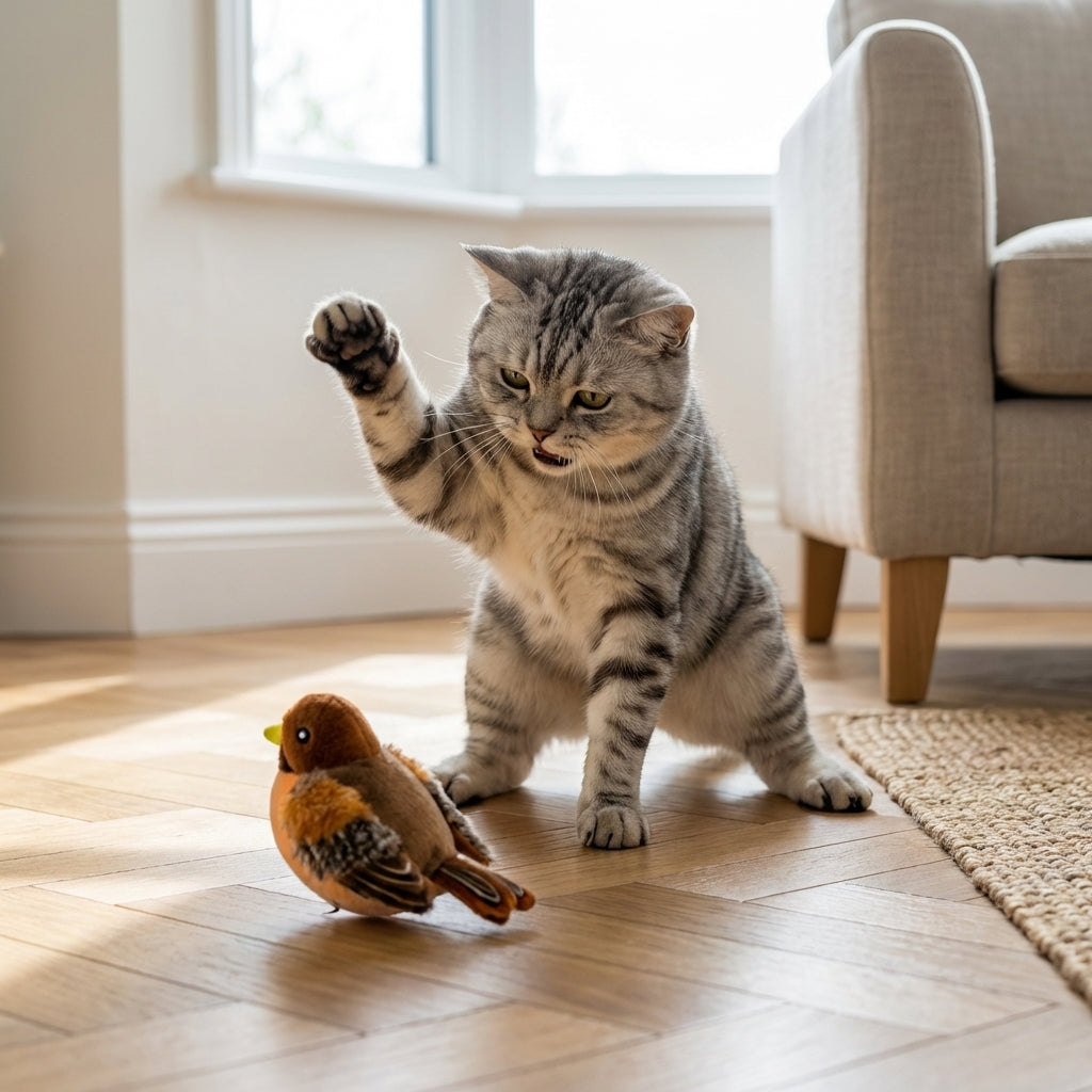 Rechargeable Electronic Flapping Bird Cat Toy With Motion Sound And Light | Temsk