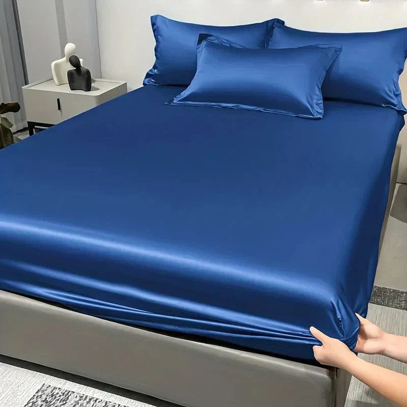 Celestia Luxe Soft Ice Silk Satin Fitted Sheet For Comfort | Temsk