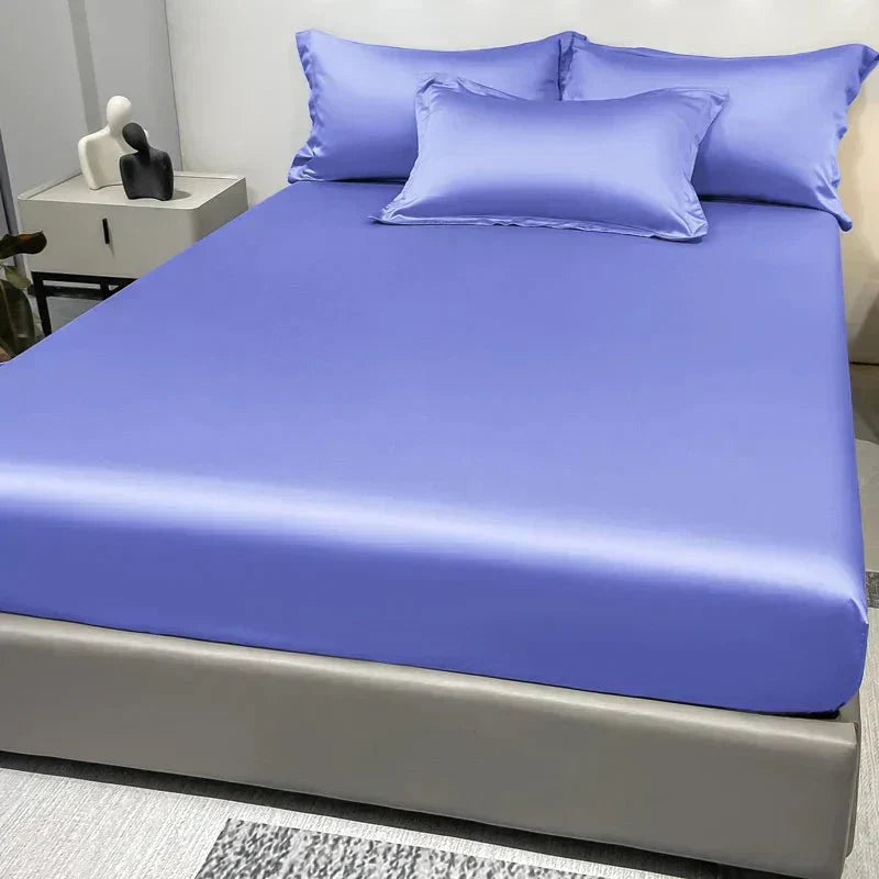 Celestia Luxe Soft Ice Silk Satin Fitted Sheet For Comfort | Temsk
