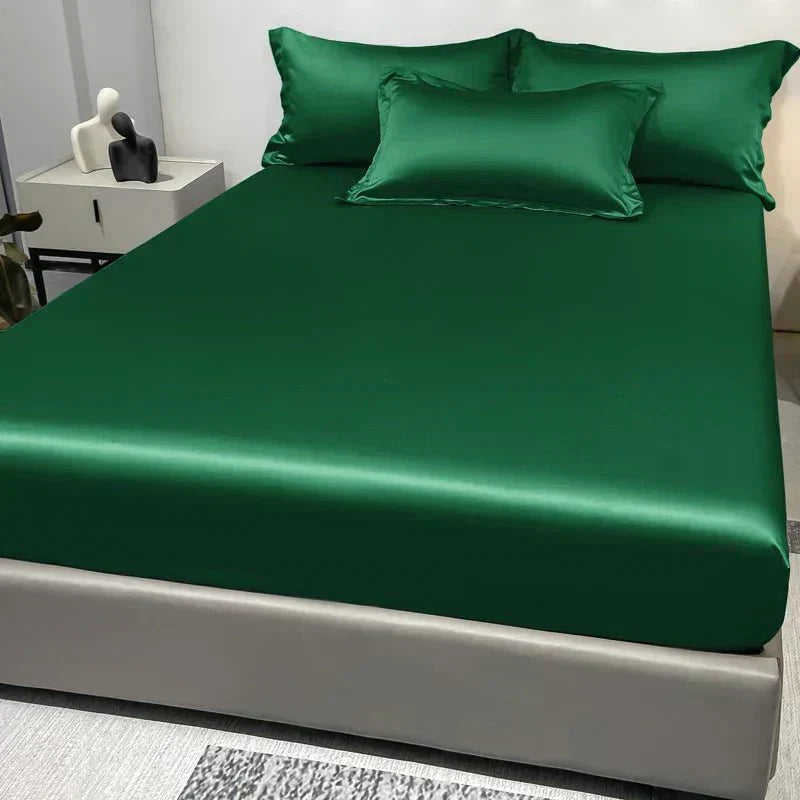 Celestia Luxe Soft Ice Silk Satin Fitted Sheet For Comfort | Temsk