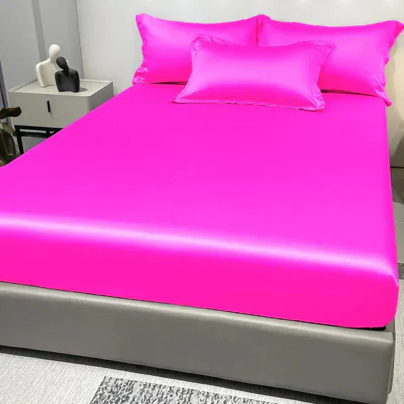 Celestia Luxe Soft Ice Silk Satin Fitted Sheet For Comfort | Temsk