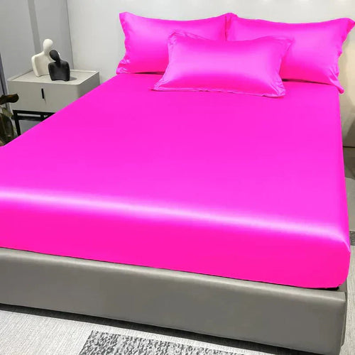 Ice Silk Satin Fitted Sheet Celestia Luxe Soft For Comfort Temsk