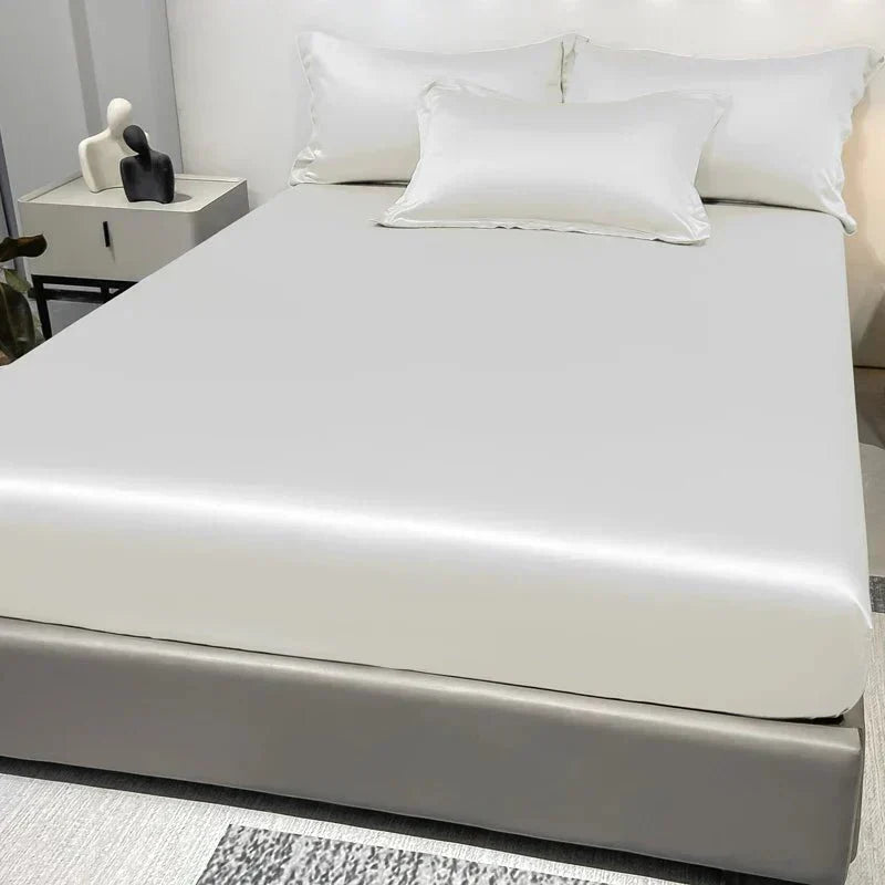 Celestia Luxe Soft Ice Silk Satin Fitted Sheet For Comfort | Temsk