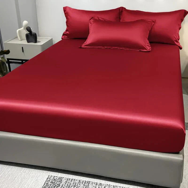 Celestia Luxe Soft Ice Silk Satin Fitted Sheet For Comfort | Temsk