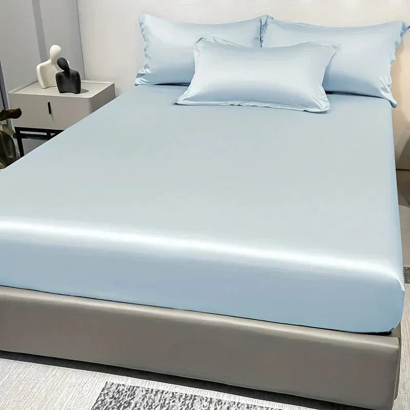 Celestia Luxe Soft Ice Silk Satin Fitted Sheet For Comfort | Temsk