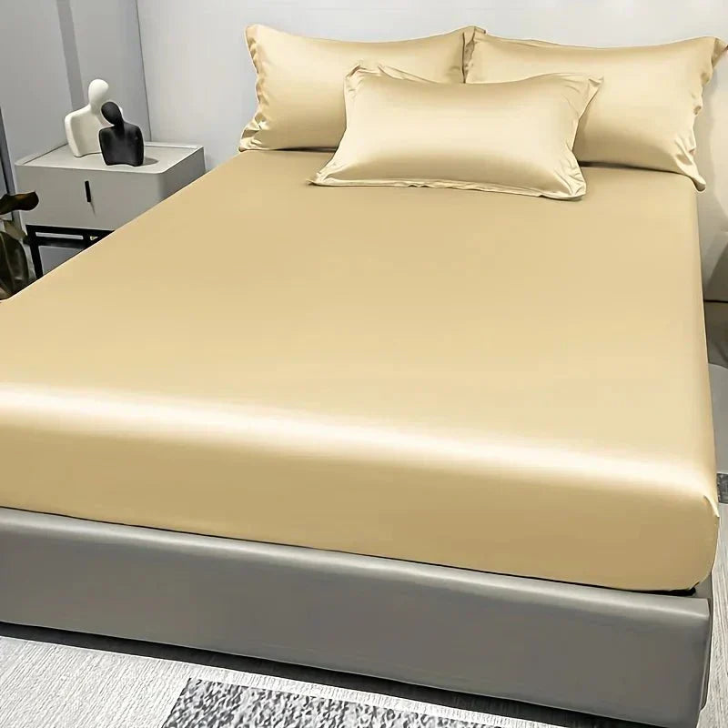 Celestia Luxe Soft Ice Silk Satin Fitted Sheet For Comfort | Temsk