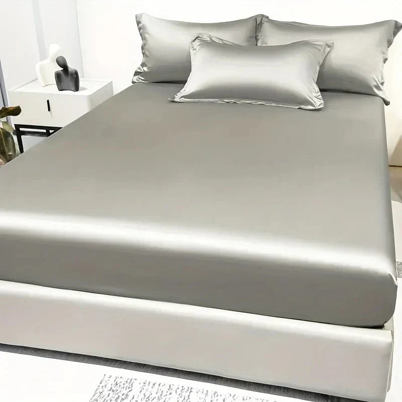 Celestia Luxe Soft Ice Silk Satin Fitted Sheet For Comfort | Temsk