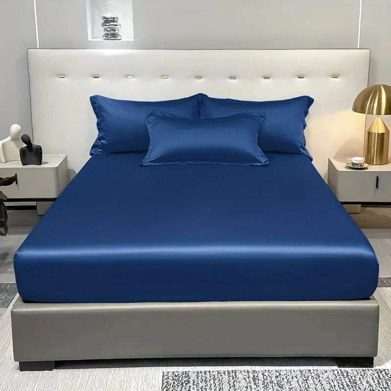 Celestia Luxe Soft Ice Silk Satin Fitted Sheet For Comfort | Temsk