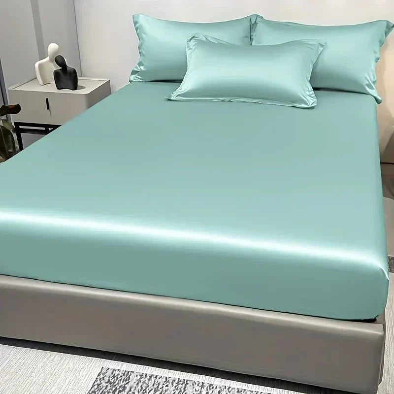 Celestia Luxe Soft Ice Silk Satin Fitted Sheet For Comfort | Temsk