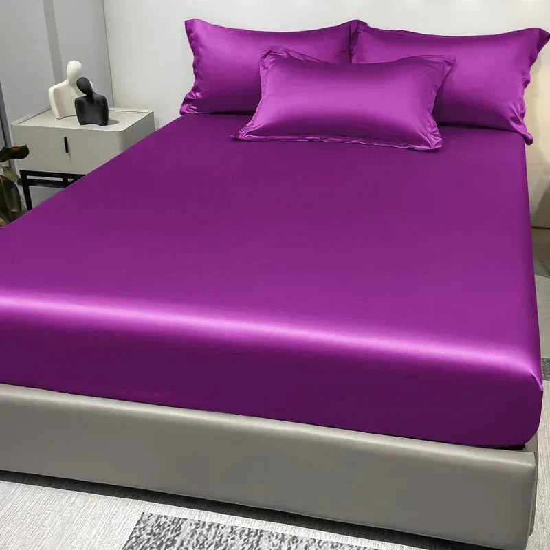 Celestia Luxe Soft Ice Silk Satin Fitted Sheet For Comfort | Temsk