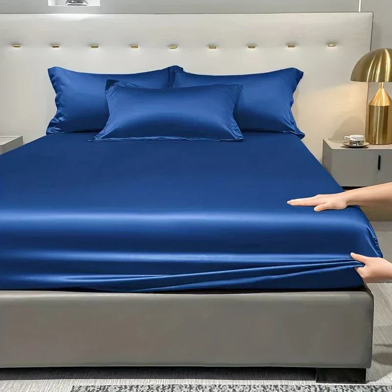 Celestia Luxe Soft Ice Silk Satin Fitted Sheet For Comfort | Temsk