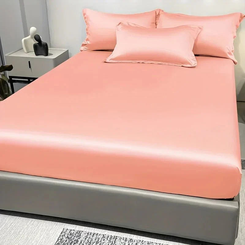 Celestia Luxe Soft Ice Silk Satin Fitted Sheet For Comfort | Temsk