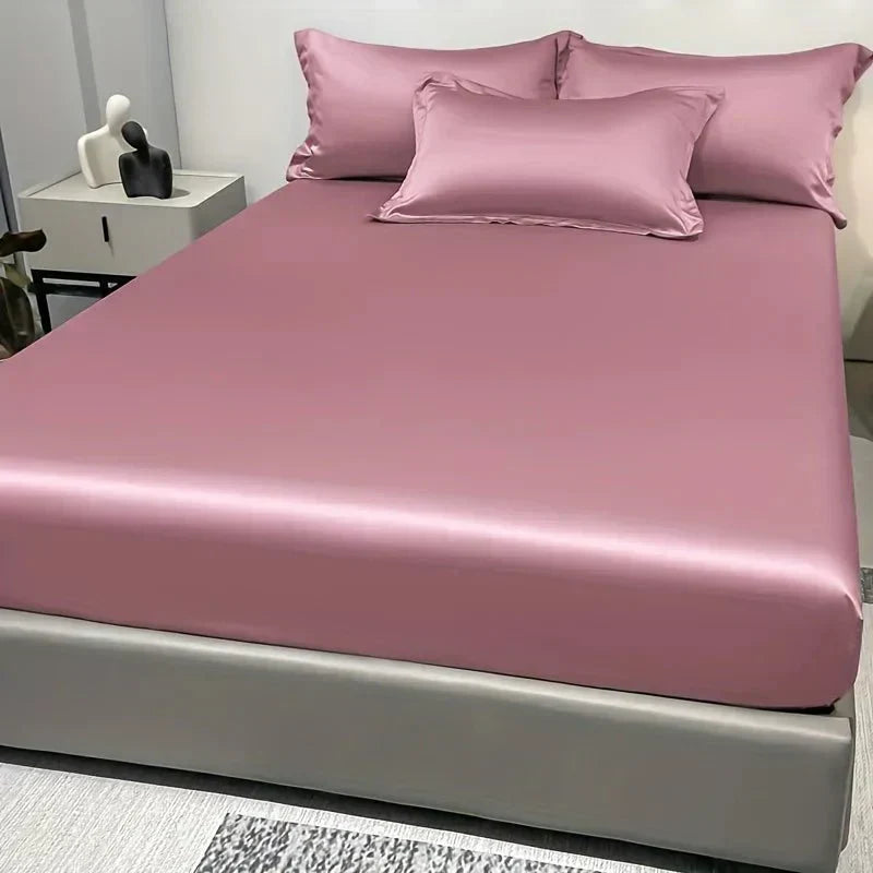 Celestia Luxe Soft Ice Silk Satin Fitted Sheet For Comfort | Temsk