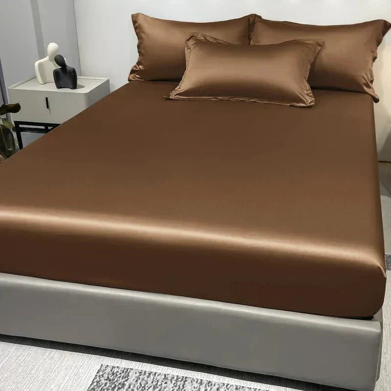 Celestia Luxe Soft Ice Silk Satin Fitted Sheet For Comfort | Temsk