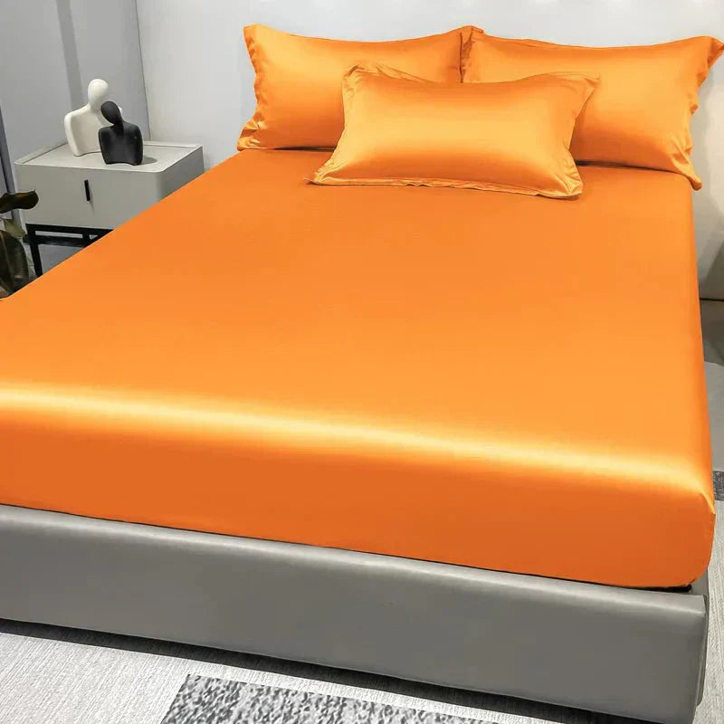 Celestia Luxe Soft Ice Silk Satin Fitted Sheet For Comfort | Temsk
