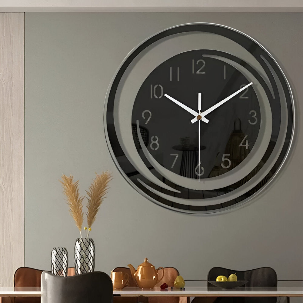 Sorana Wanduhr mit modernem schwarzen Akzent und nordischem Acryl-Design | Temsk