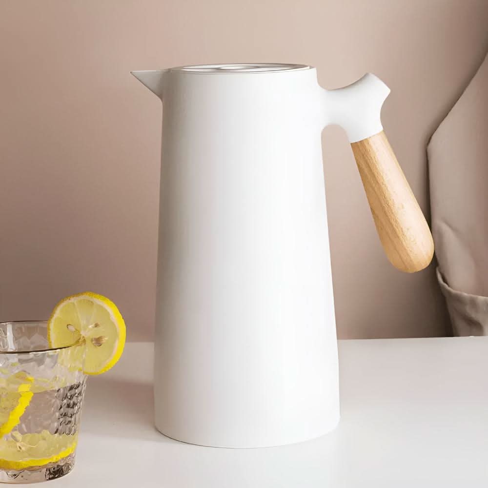 Aurelia Elegant Double-Wall Glass Carafe With Wooden Handle For Hot And Cold Drinks | Temsk