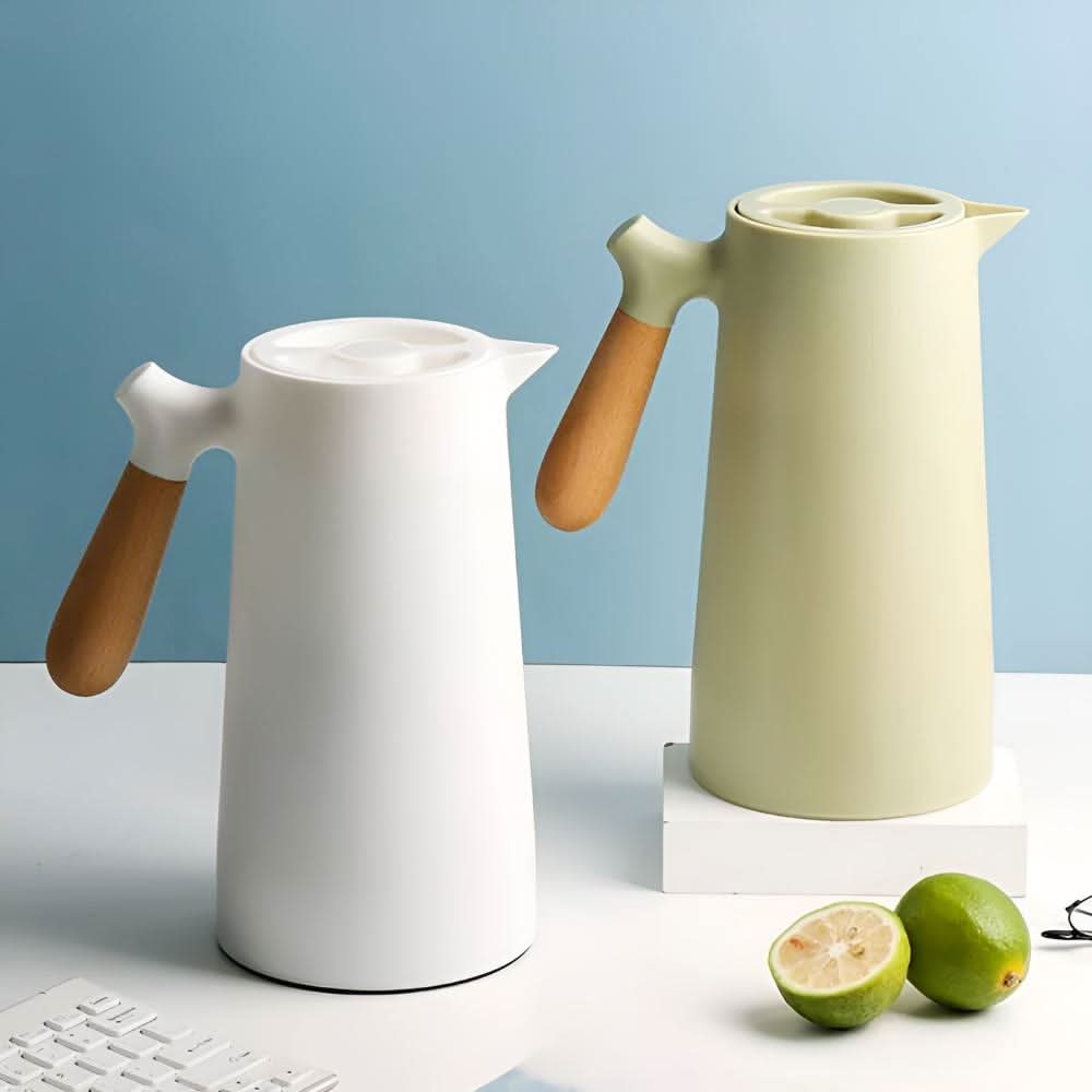 Aurelia Elegant Double-Wall Glass Carafe With Wooden Handle For Hot And Cold Drinks | Temsk