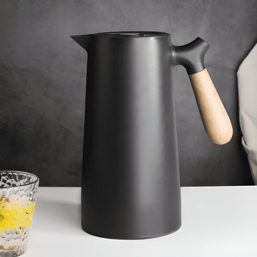 Aurelia Elegant Double-Wall Glass Carafe With Wooden Handle For Hot And Cold Drinks | Temsk