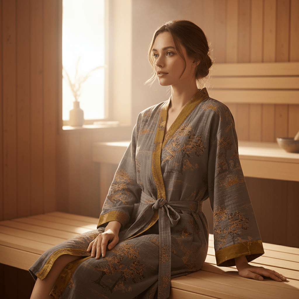 Vintage unisex kimono župan z bavlněné gázy | Temsk
