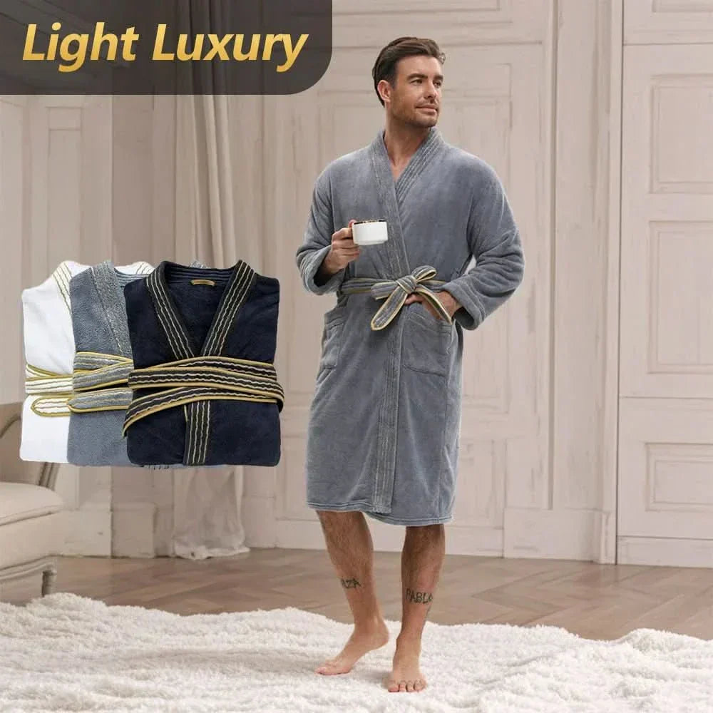 RegalVelour Elegant Men's Bathrobe in Thick Velvet | Temsk