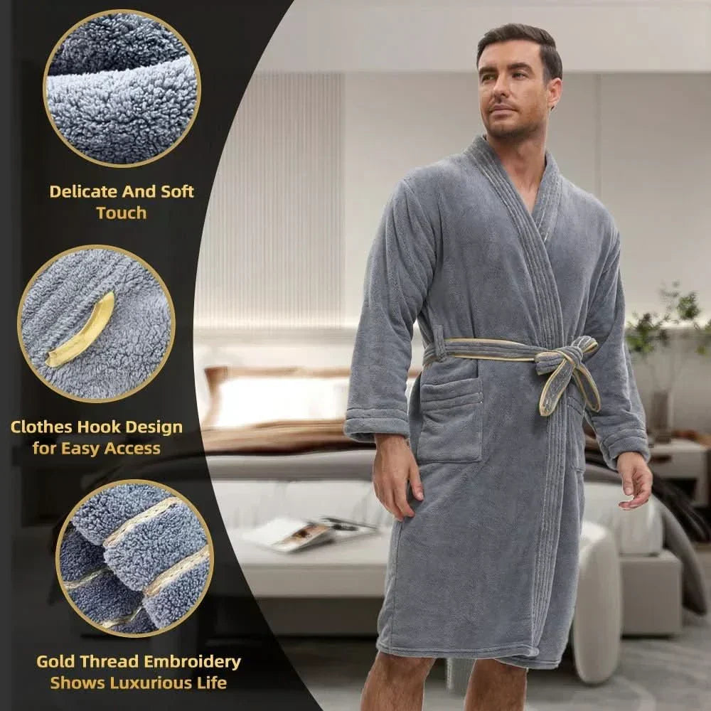RegalVelour Elegant Men's Bathrobe in Thick Velvet | Temsk