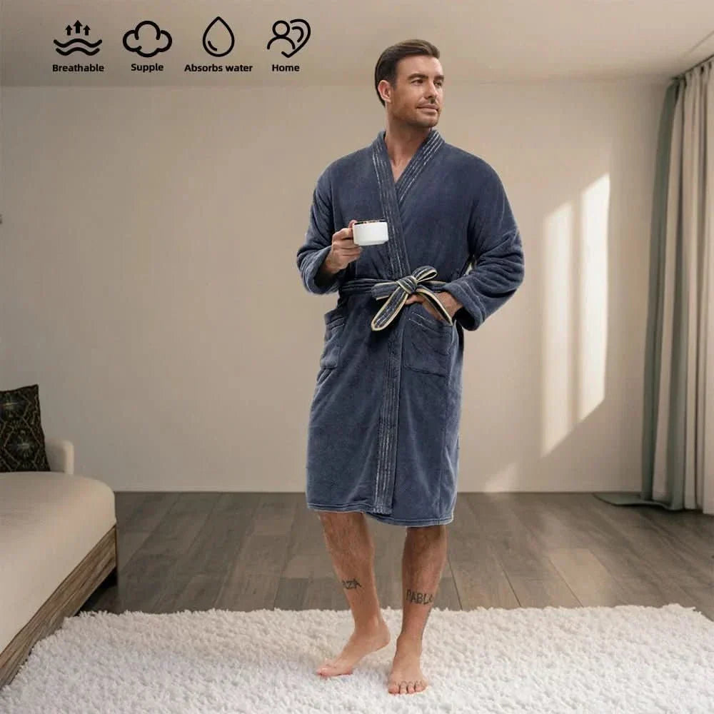 RegalVelour Elegant Men's Bathrobe in Thick Velvet | Temsk