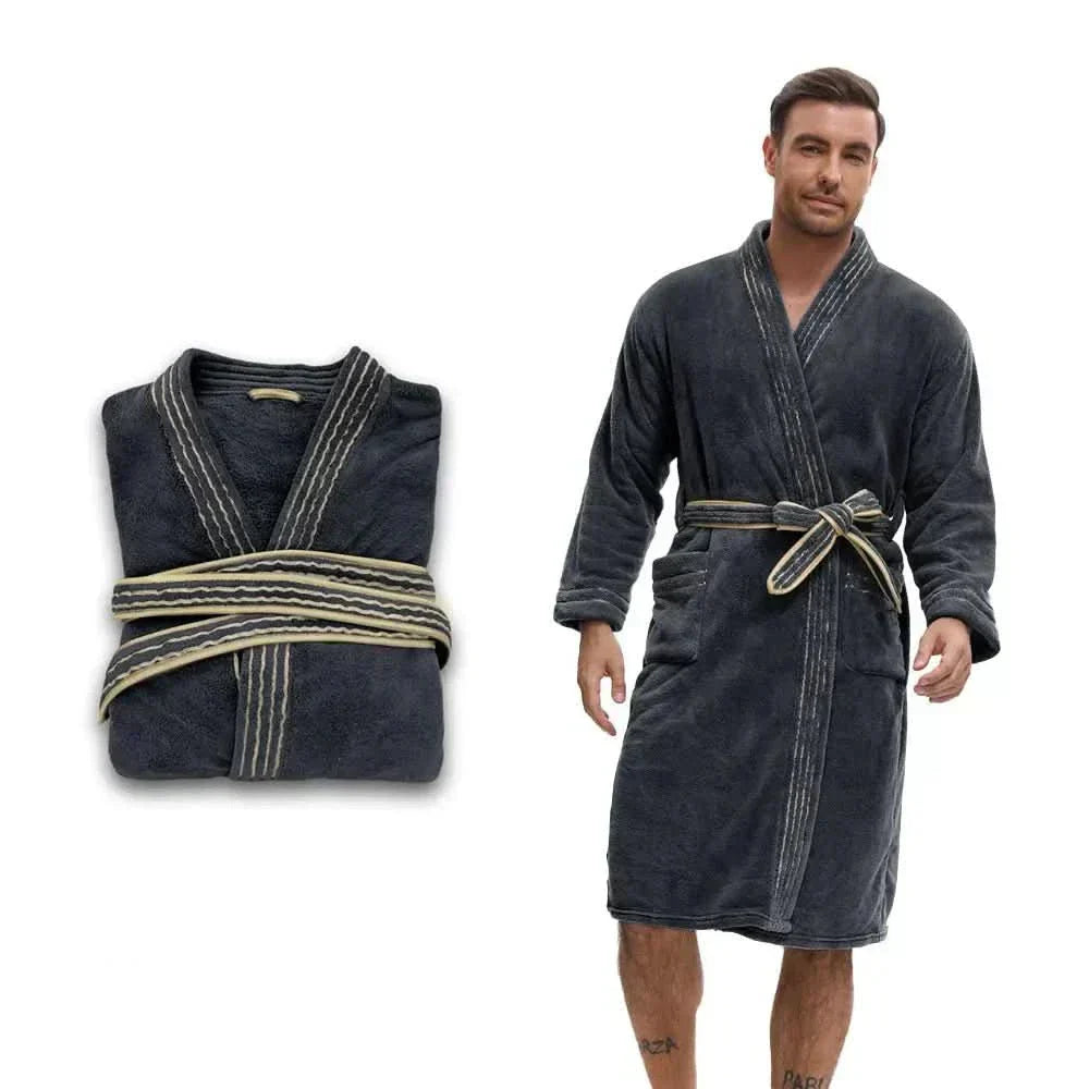 RegalVelour Elegant Men's Bathrobe in Thick Velvet | Temsk