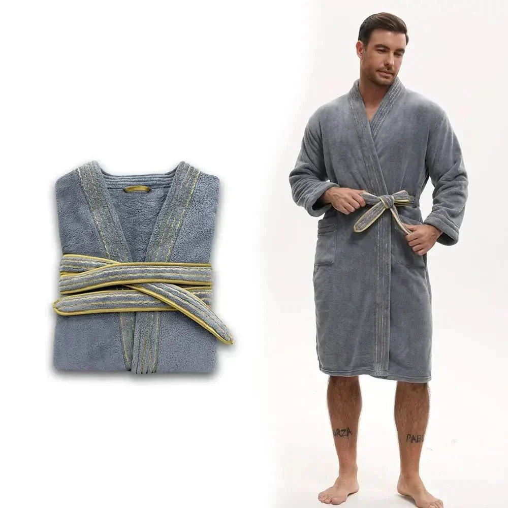 RegalVelour Elegant Men's Bathrobe in Thick Velvet | Temsk