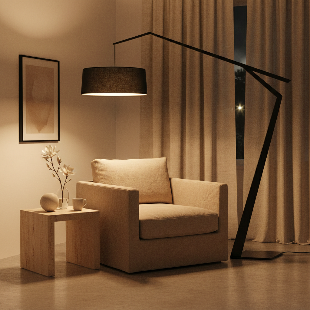 LumaCraft stylová moderní nastavitelná stojací lampa do obývacího pokoje | Temsk