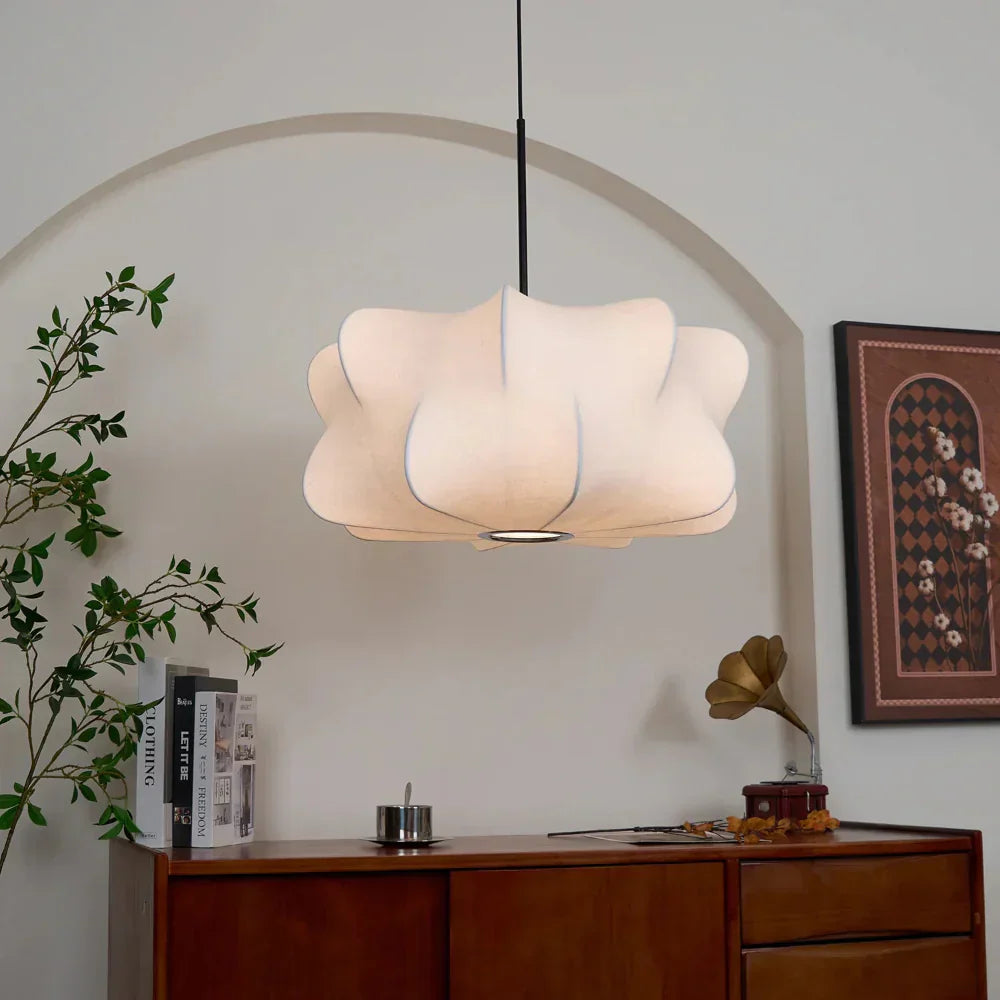 Mulberry Silk Pendant Light Sculptural Shade Design | Temsk