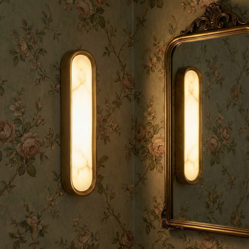 NovaLumen Elegant Sculptural Alabaster Wall Sconce Light Fixture | Temsk