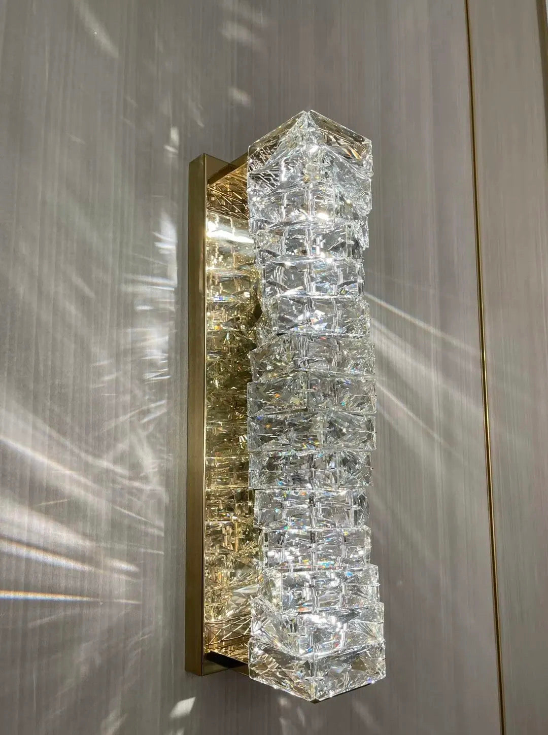 Nova Crystal Accents Wall Lamp In Stainless Steel With Three Color Temperatures | Temsk